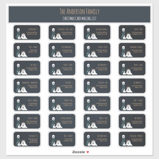 Christmas Card Mailing List Label Set Llama Sheep  (Sheet)