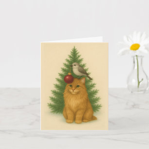 Christmas Card   Maine Coon Cat Illustration