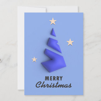 Christmas card, modern blue christmas tree holiday card