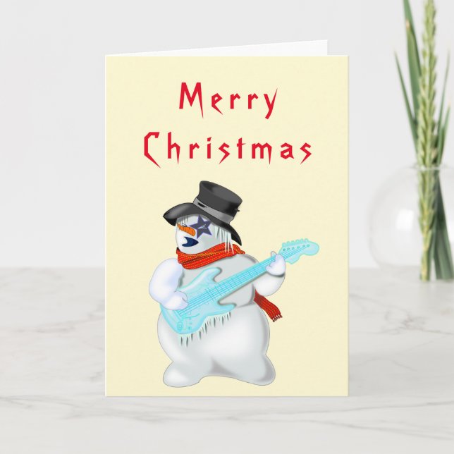 Christmas Card Musical Snowman with Cuitar (Front)