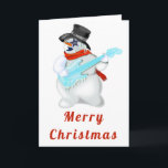 Christmas Card Musical Snowman with Guitar<br><div class="desc">Snowman with Guitar - Merry Christmas MIGNED painting</div>