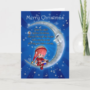 Christmas card, night before Christmas with elf an Holiday Card