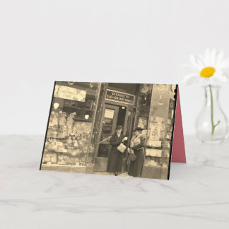 Christmas card, nostalgic Christmas shopping. Card