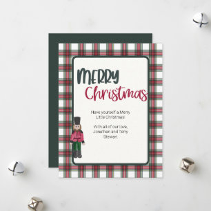 Christmas Card Nutcracker on Red & Green Plaid