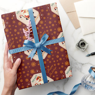 Christmas Card of Santa Claus With Candy Cane Wrapping Paper