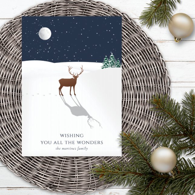 Christmas Card Peaceful Night Moon Stars Deer Navy (Creator Uploaded)