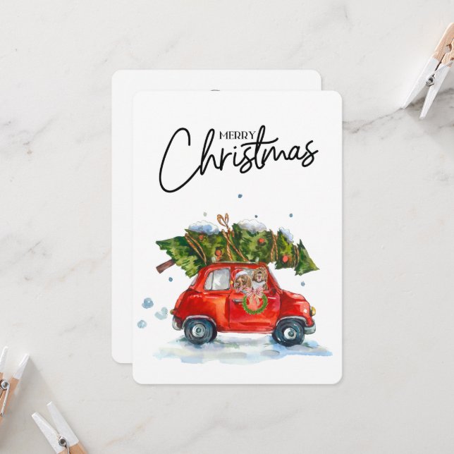 Christmas Card-Pups with tree  (Front/Back In Situ)