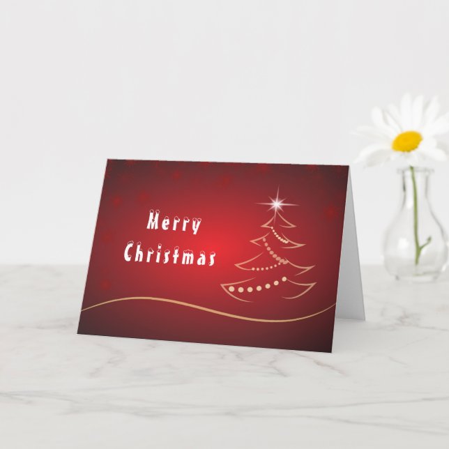 Christmas Card Red Gold Christmas Tree Star (Small Plant)