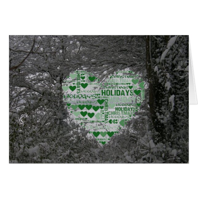 Christmas Card Red Green Hearts Happy Holidays (Front Horizontal)