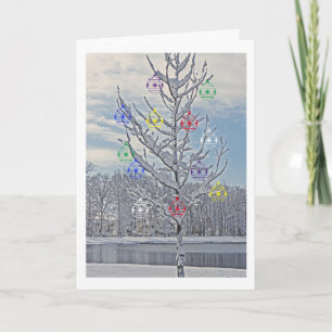CHRISTMAS CARD/ROMANTIC/SNOW-COVERED TREE IN PARK HOLIDAY CARD