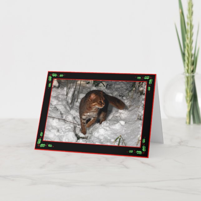 Christmas card - rusty spotted cat (black) (Front)