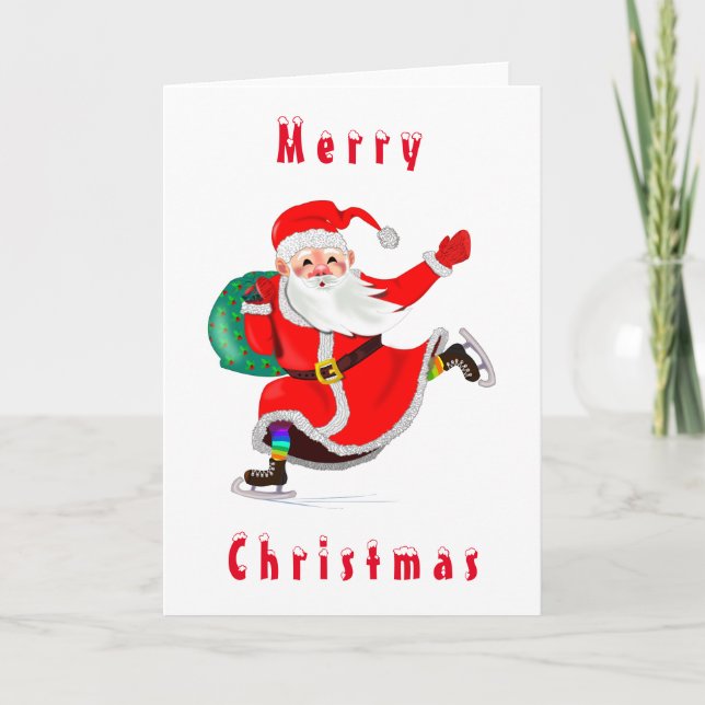 Christmas Card Santa Claus with Gift - Your Text (Front)