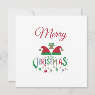 Christmas Card Santa Hats Ornaments Snowflakes