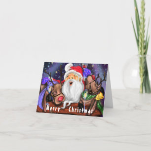 Christmas Card Santa with Reindeers Fun