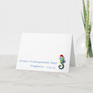 Christmas Card-Seahorse Custom Name Holiday Card