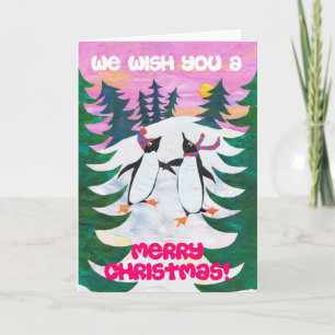 Christmas Card - Skating Penguins