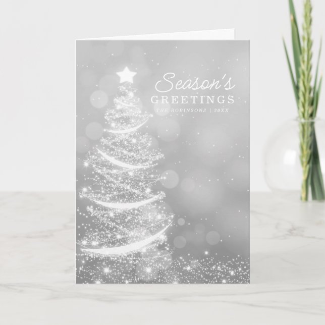 Christmas Card | Sparkling Xmas Tree Silver  (Front)