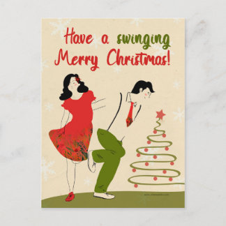 Christmas card- swing dance holiday postcard