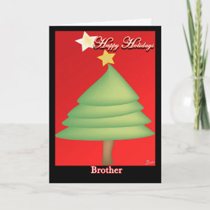Christmas Card Tree Happy Holidays Brother