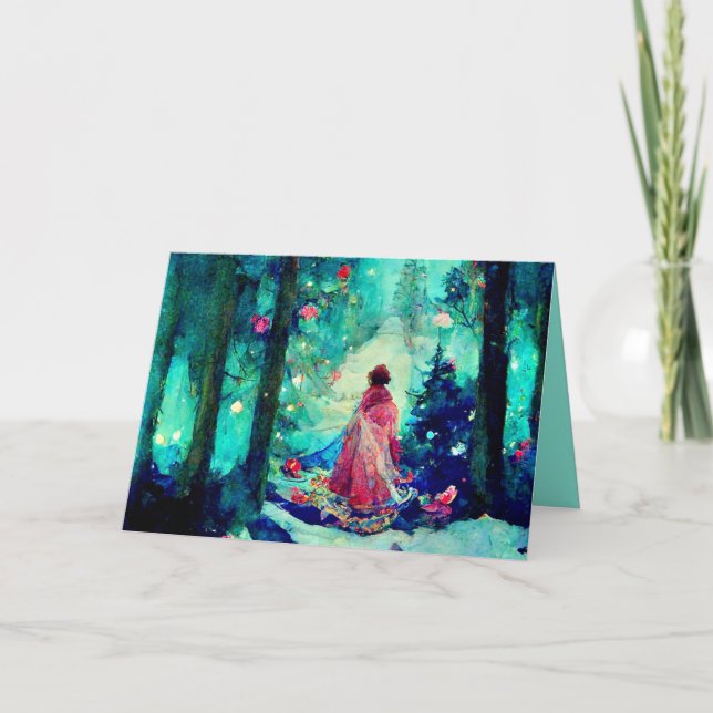 Christmas card watercolor Alphonse Mucha style (Front)