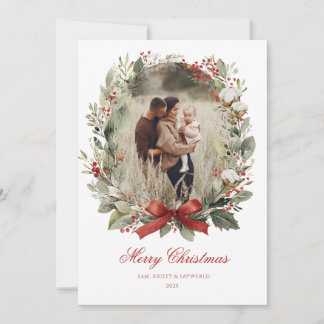 Christmas Card  Watercolor botanical floral 