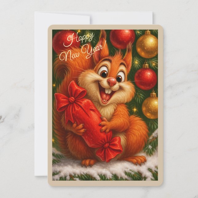 Christmas card with a squirrel (Front)