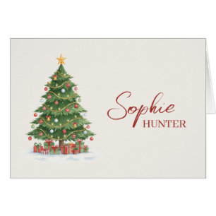 Christmas card with a watercolor tree name