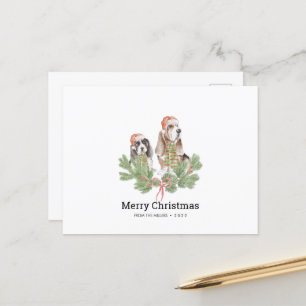 Christmas Card with Basset Hound Dog Family 