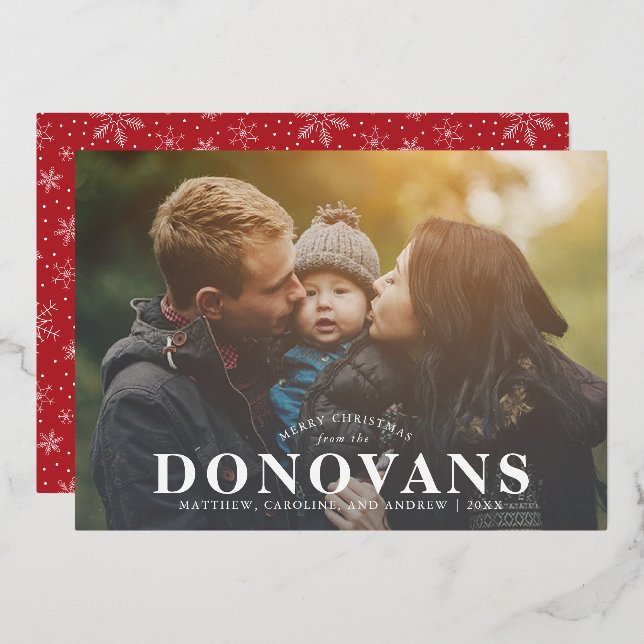 Christmas Card with Big Name and Newsletter (Front/Back)