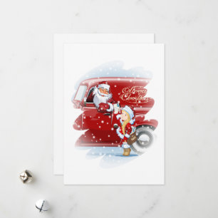 Christmas card with cartoon Snow Maiden - Postman