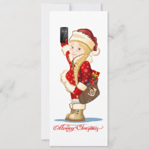Christmas card with cartoon Snow Maiden - Postman