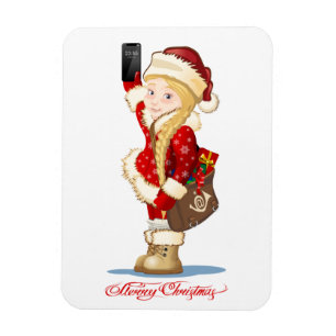 Christmas card with cartoon Snow Maiden - Postman Magnet