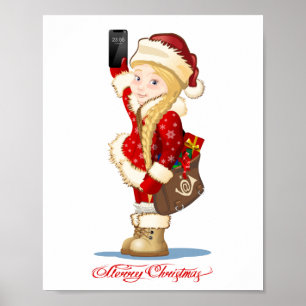 Christmas card with cartoon Snow Maiden - Postman Poster