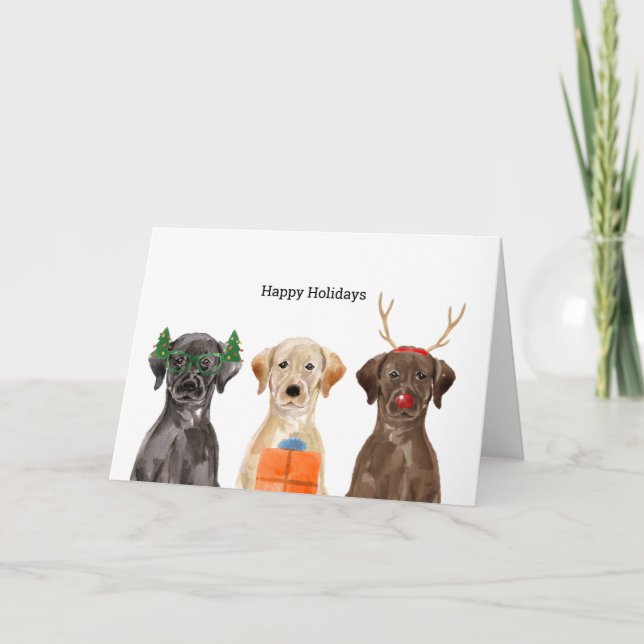 Christmas Card with Christmas Labradors  (Front)