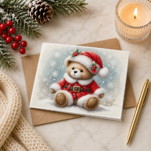 Christmas card with Christmas teddy bear image