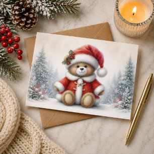 Christmas card with Christmas teddy bear image