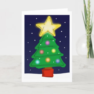 Christmas card with Christmas tree and bright star