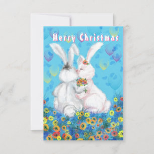 Christmas Card with Couple Bunny Love