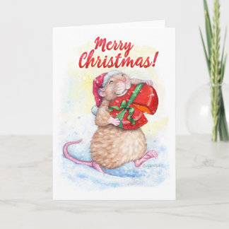 Christmas Card with Cute Rat