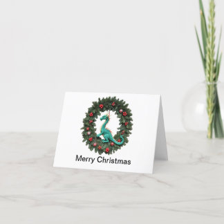 Christmas card with dragon wreath