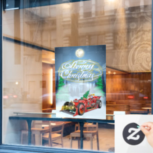 Christmas card with fiction retro sport car