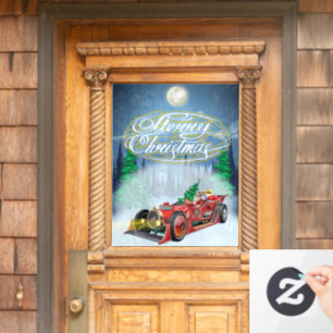 Christmas card with fiction retro sport car