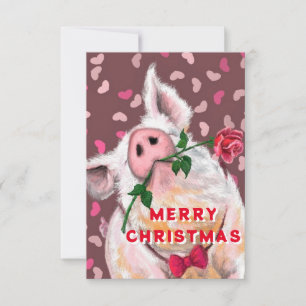 Christmas Card with Funny Gentleman Pig
