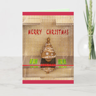 Christmas card with gold glitter Xmas tree Card