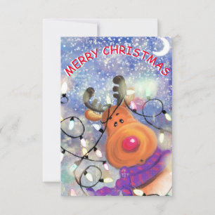 Christmas Card with Happy Reindeer