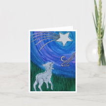 Christmas card with lamb and star