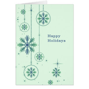 Christmas Card with Large Snowflakes Lt. Green