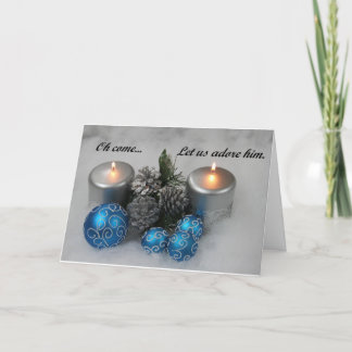 Christmas card with "Oh come let us adore him"