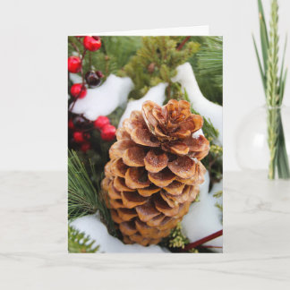 Christmas Card with Pinecone and snow