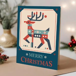 Christmas Card with Reindeer Illustration Design